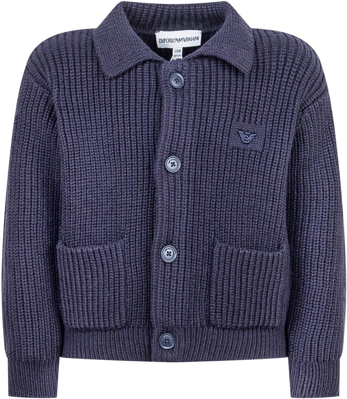Emporio Armani Emporio Armani Cardigan Blu da Bambino con Logo Blauw