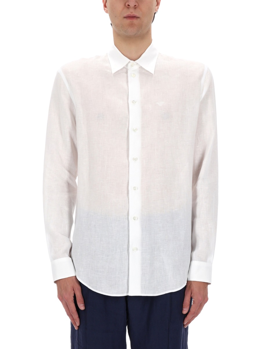 Emporio Armani Pointed Collar Left Chest Shirt Wit