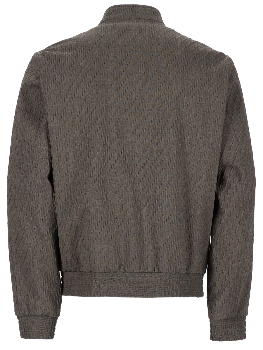 Emporio Armani Textured Pattern Blouson Jacket Grijs