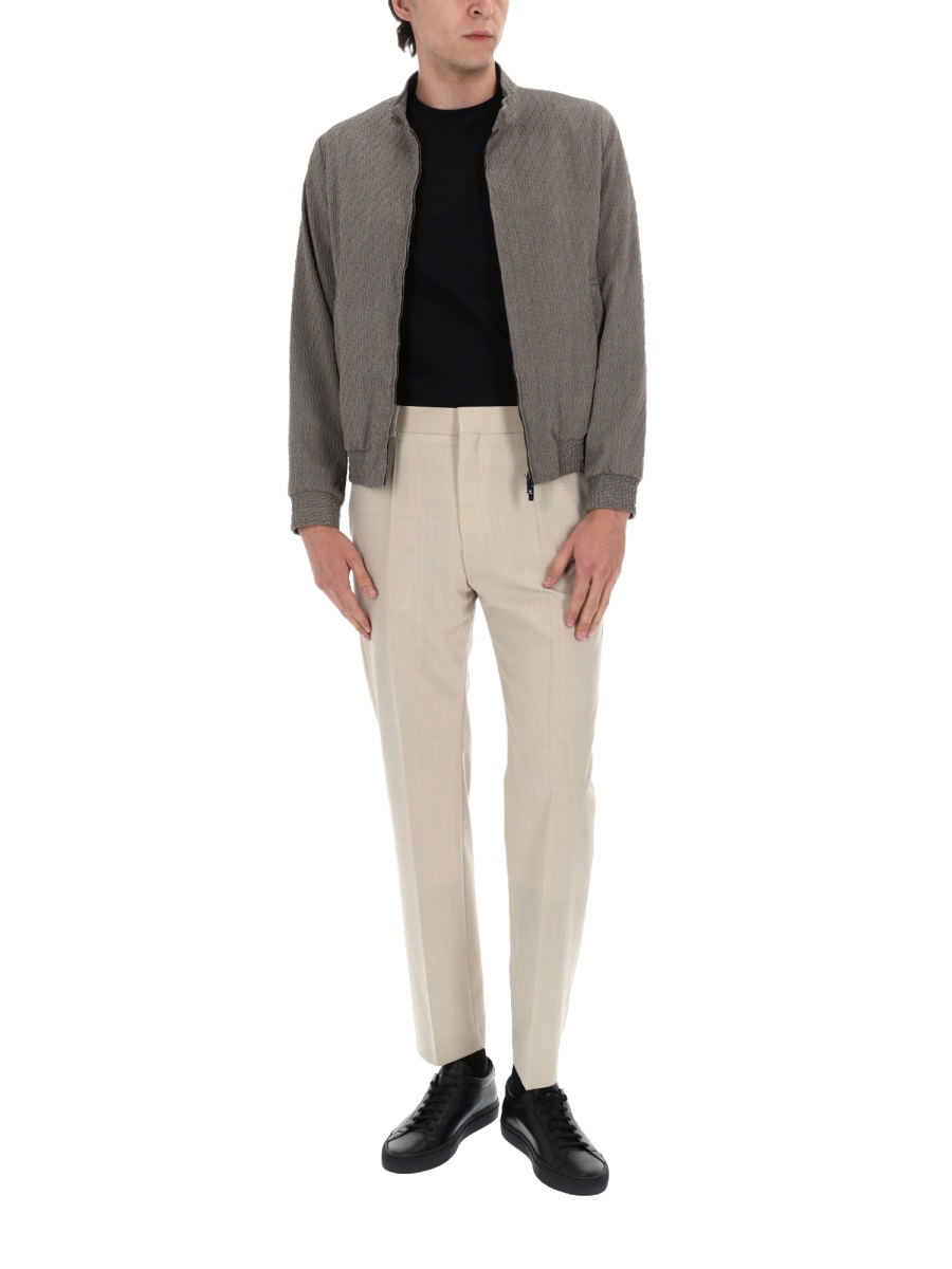 Emporio Armani Textured Pattern Blouson Jacket Grijs