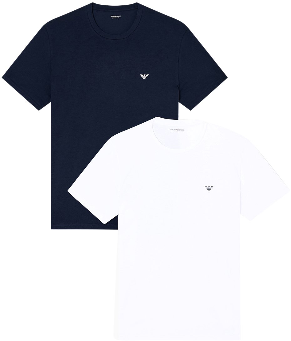 Emporio Armani T-Shirts And Polos Bluewhite Logo Blauw