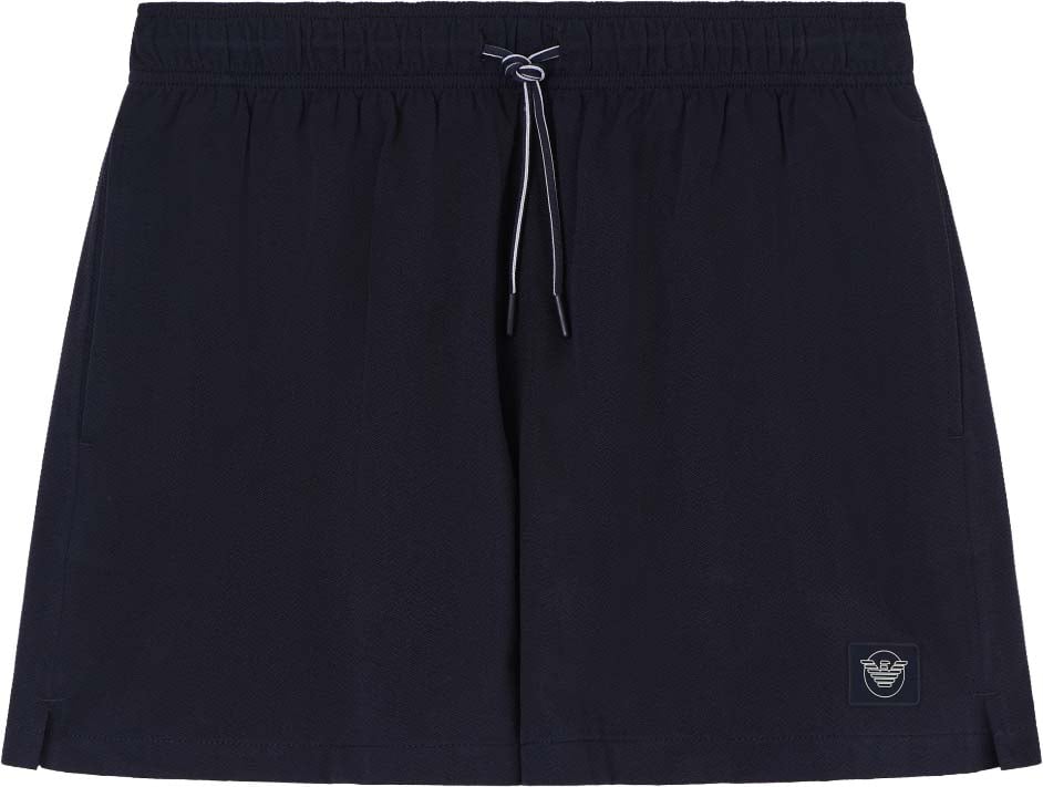 Emporio Armani Satin Label Patch Swimshort Chevron Blue Blauw