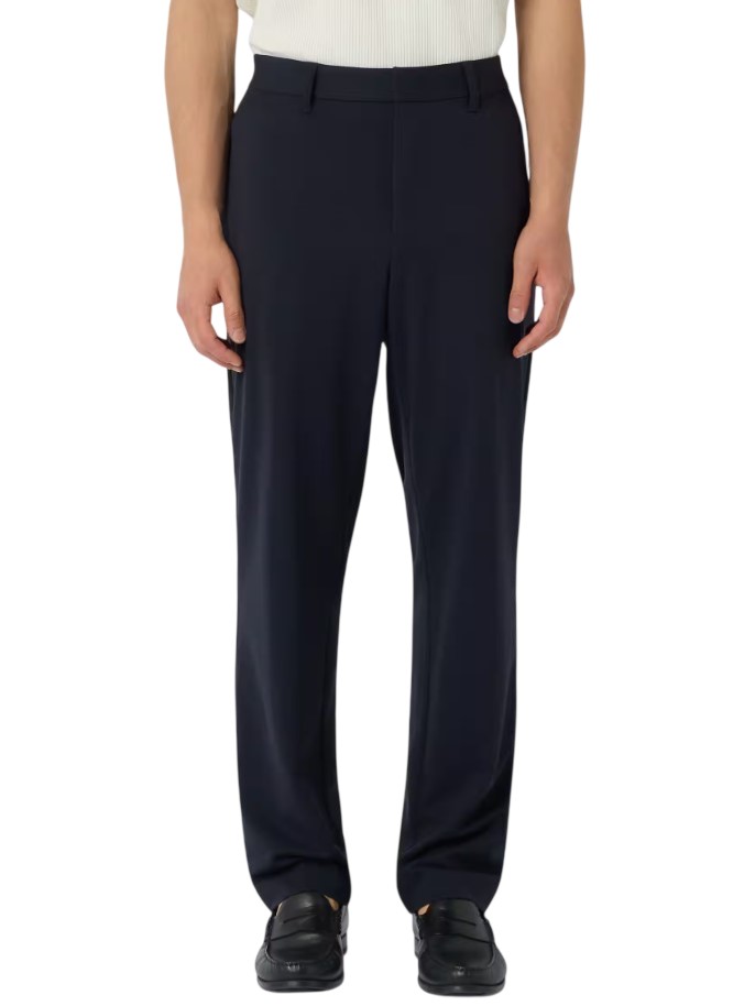 Emporio Armani Waffle-Effect Woven Trousers With Tailored Structure Zwart