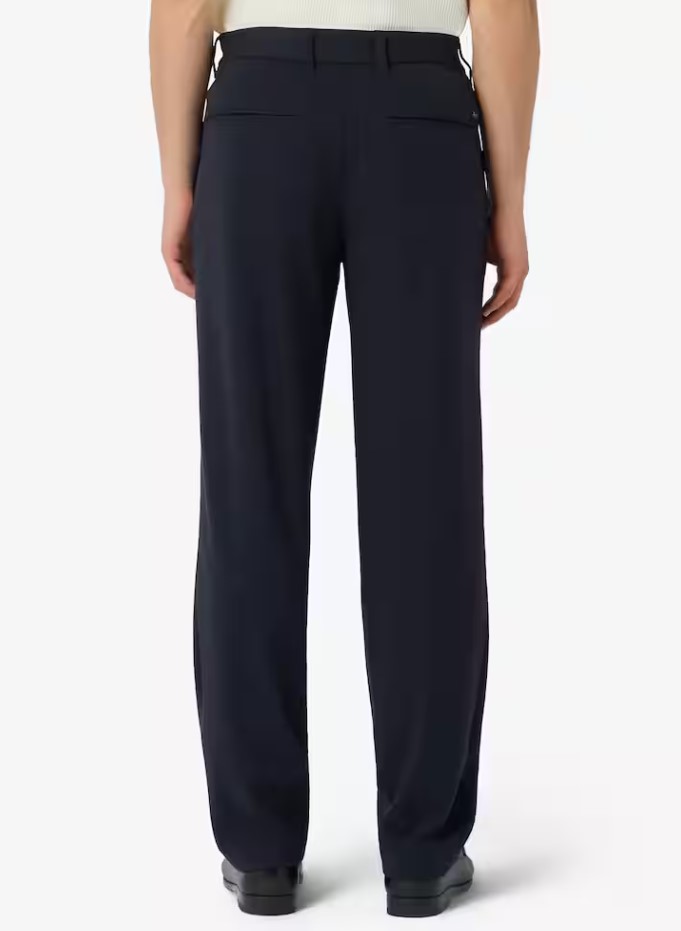 Emporio Armani Waffle-Effect Woven Trousers With Tailored Structure Zwart