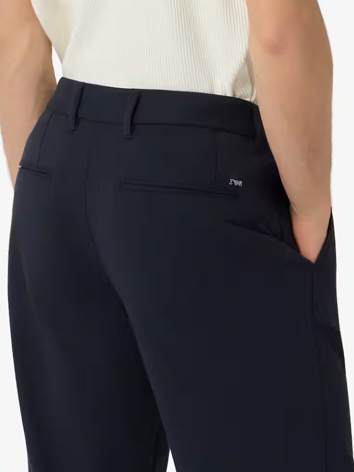 Emporio Armani Waffle-Effect Woven Trousers With Tailored Structure Zwart