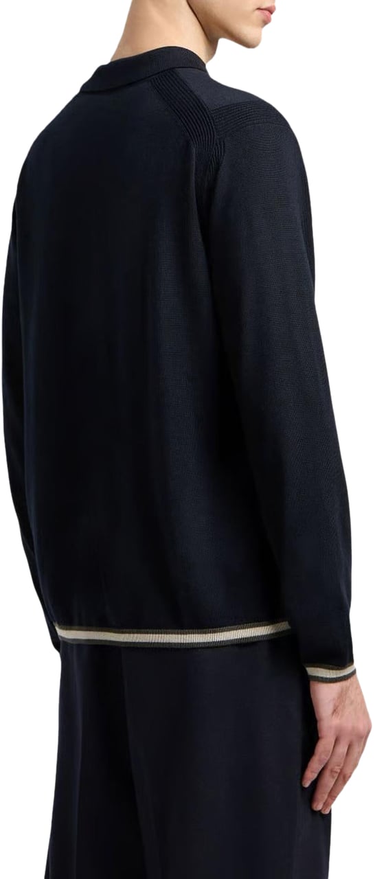 Emporio Armani Heren Half Zip Pullover Grijs Blauw