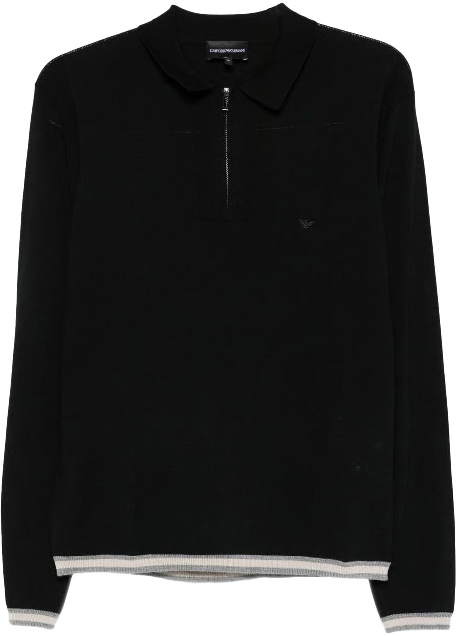 Emporio Armani Heren Half Zip Pullover Grijs Blauw