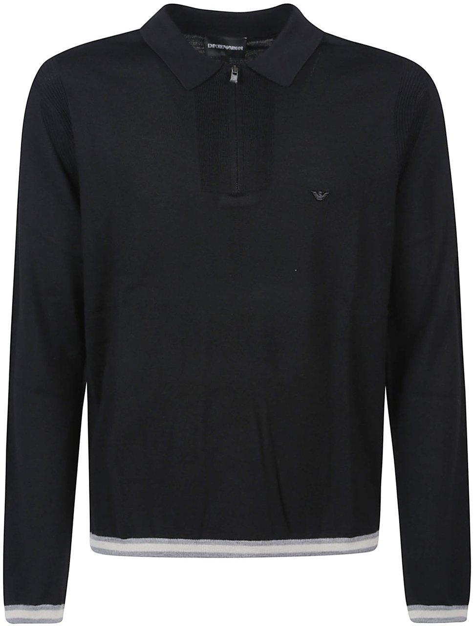 Emporio Armani Half Zip Polo Neck Sweater Black Zwart