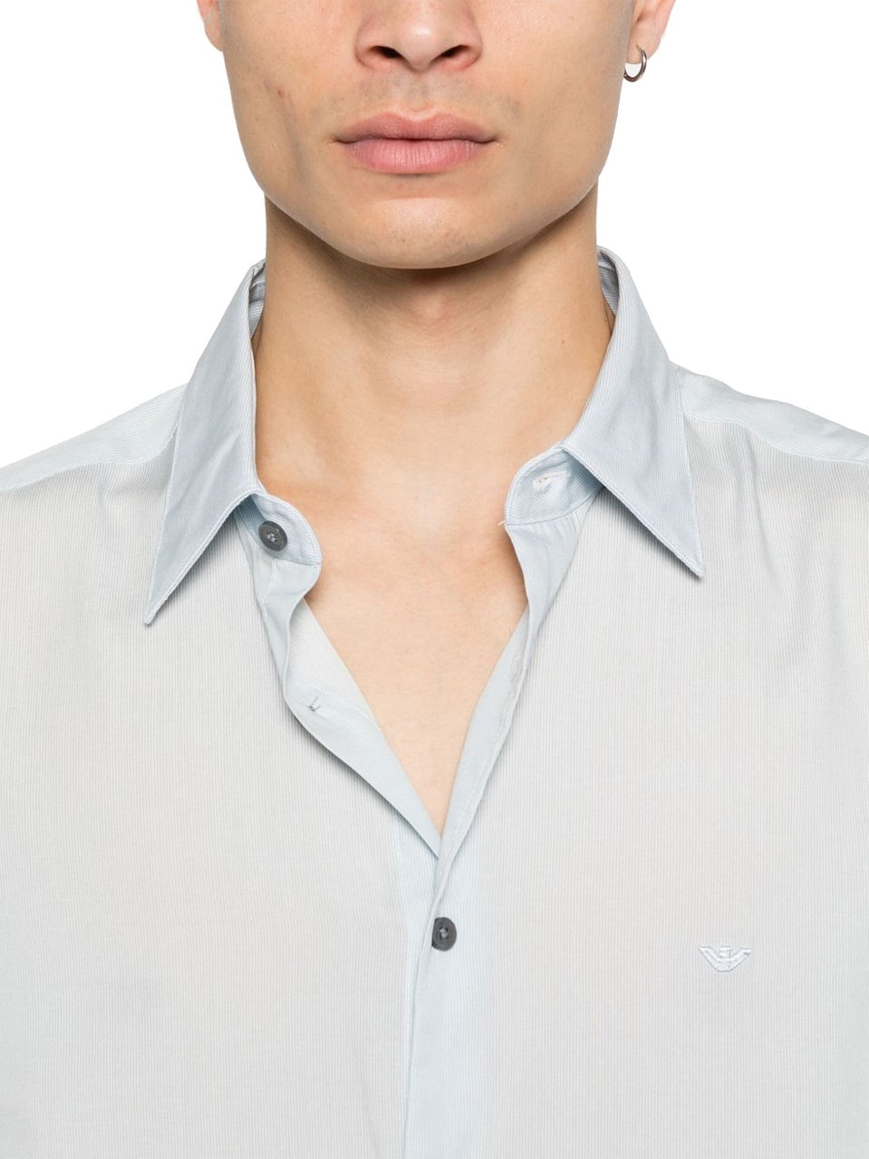 Emporio Armani Shirts Clear Blue Blauw