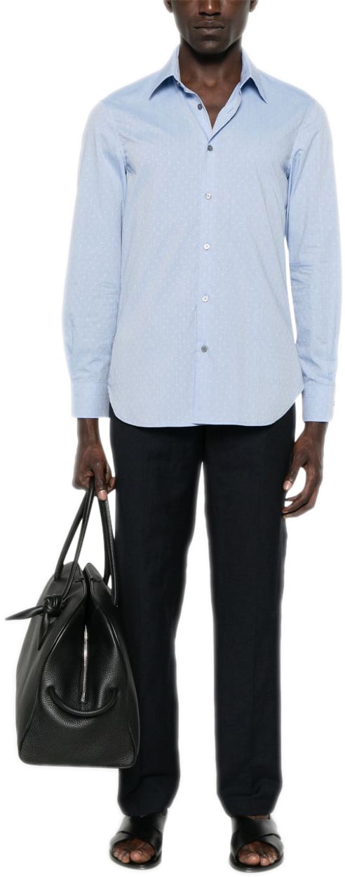 Emporio Armani Shirts Clear Blue Blauw