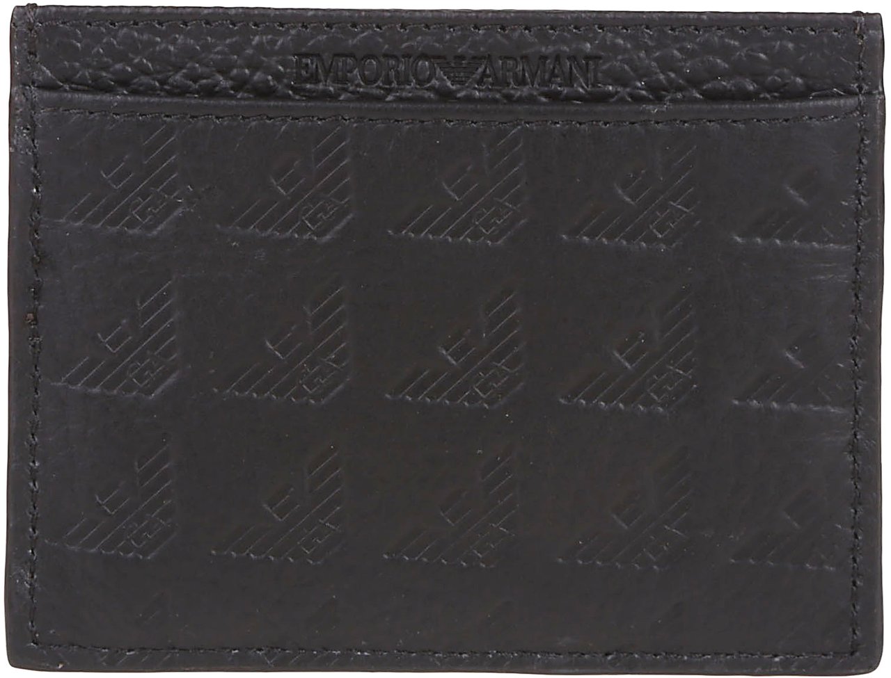 Emporio Armani Logo Plaque Credit Card Holder Black Zwart
