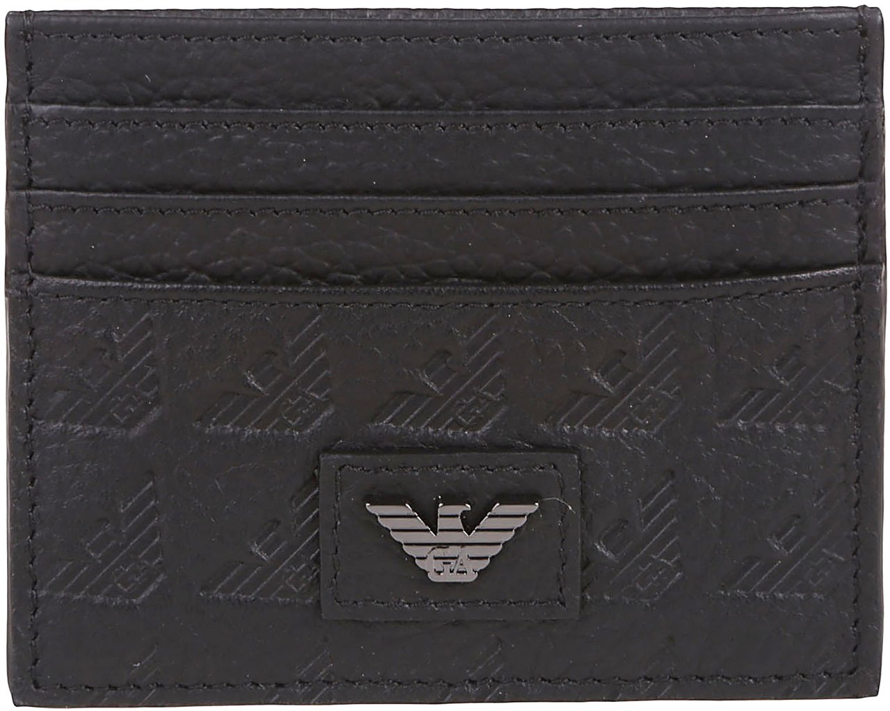 Emporio Armani Logo Plaque Credit Card Holder Black Zwart