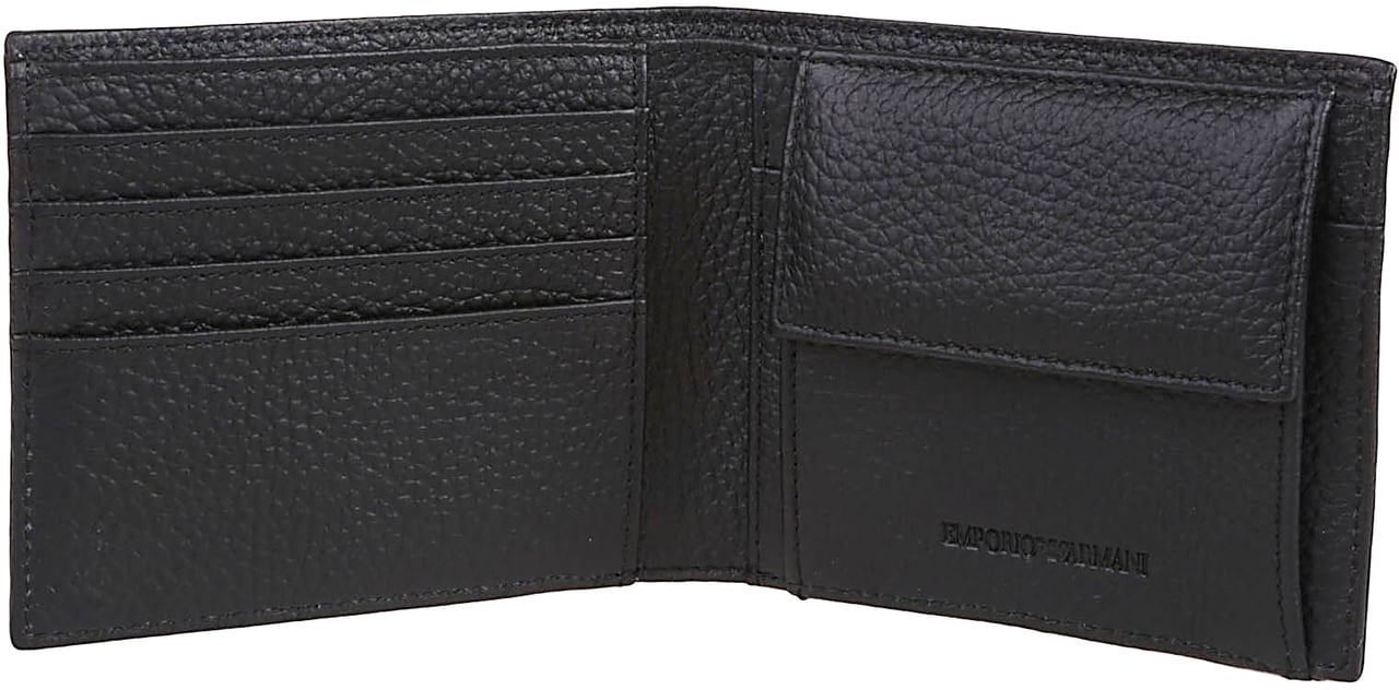 Emporio Armani Embossed Eagle All Over Wallet Black Zwart