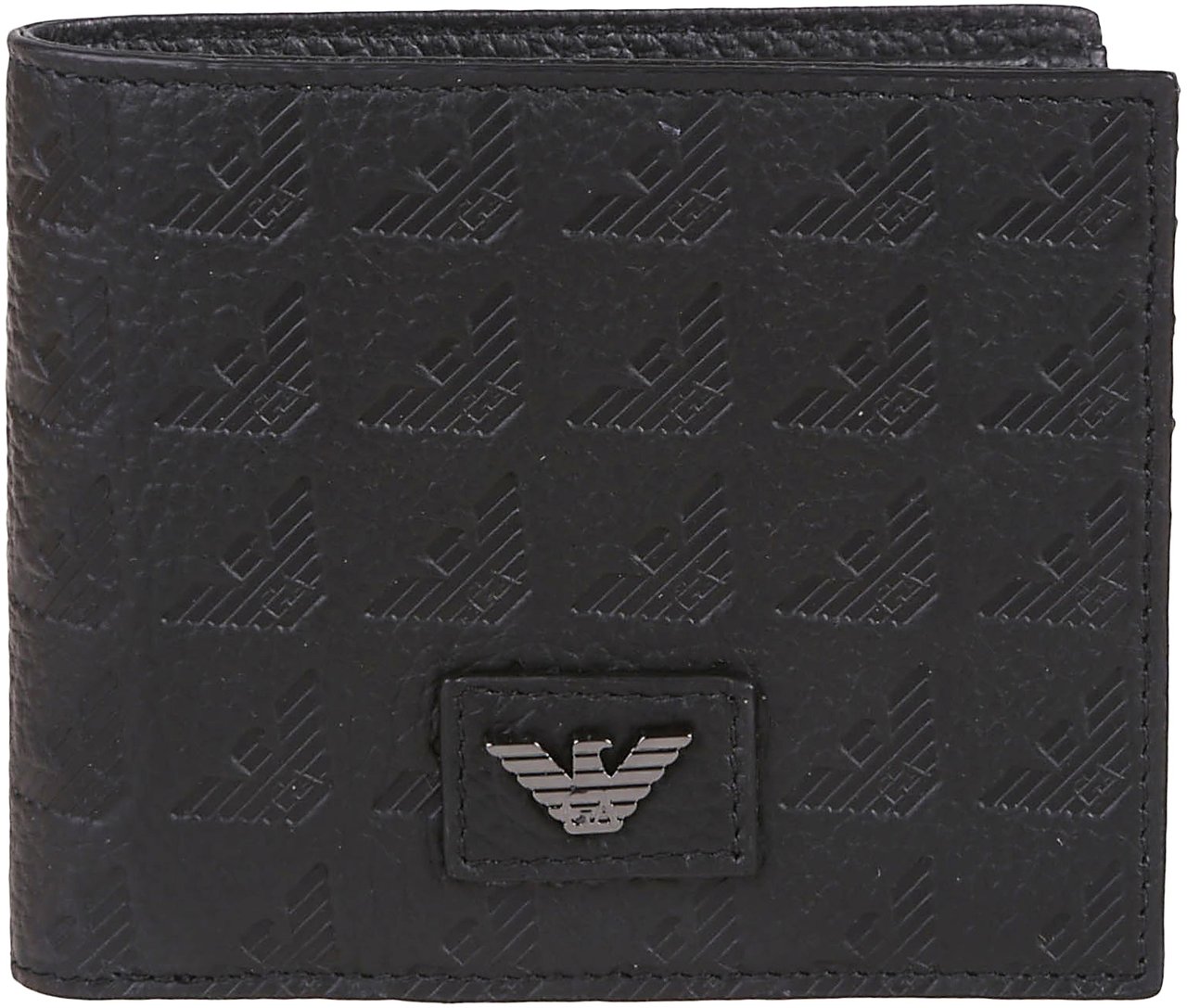 Emporio Armani Embossed Eagle All Over Wallet Black Zwart