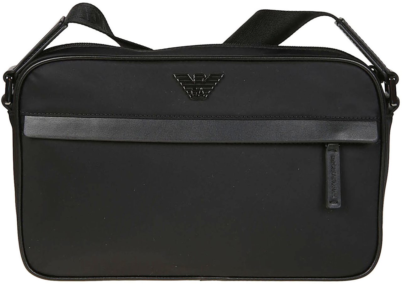 Emporio Armani Eagle Plaque Shoulder Bag Black Zwart