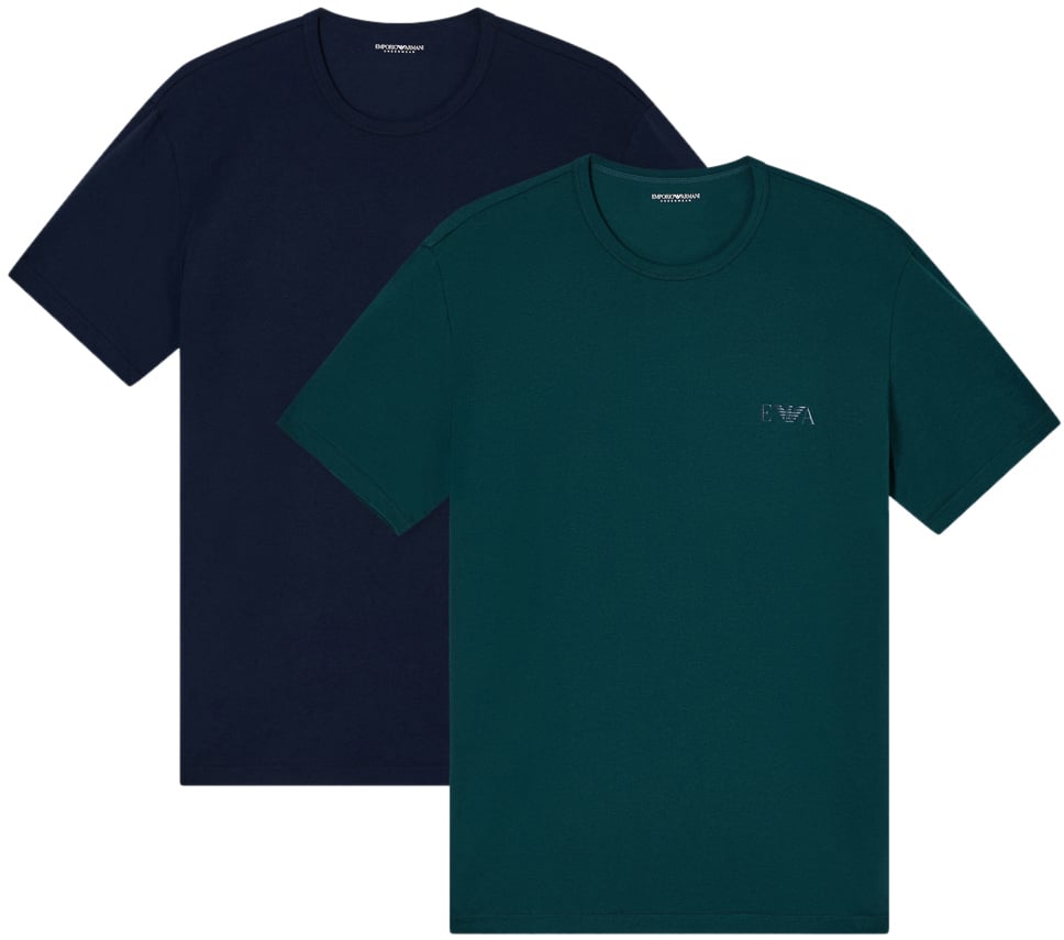 Emporio Armani T-Shirts And Polos Bluegreen Logo Blauw