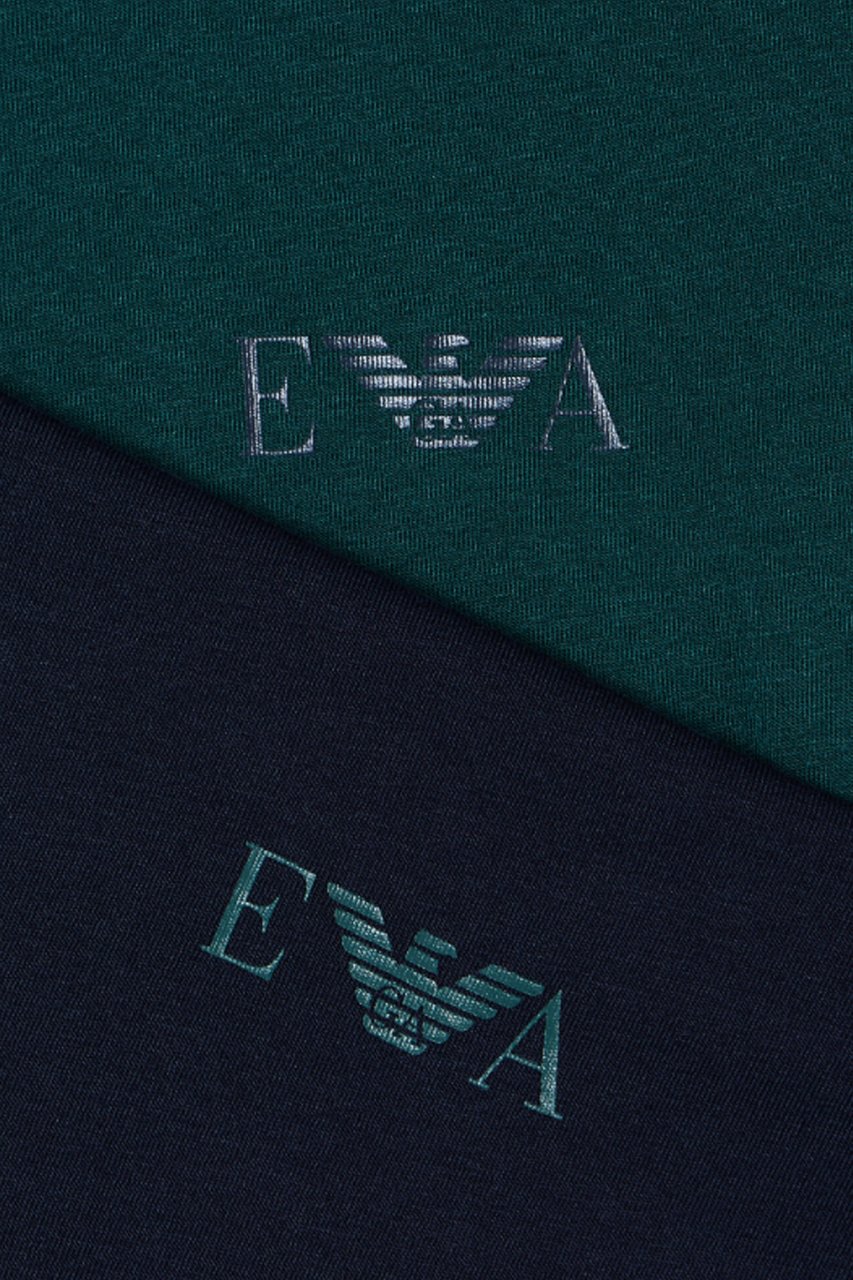 Emporio Armani T-Shirts And Polos Bluegreen Logo Blauw