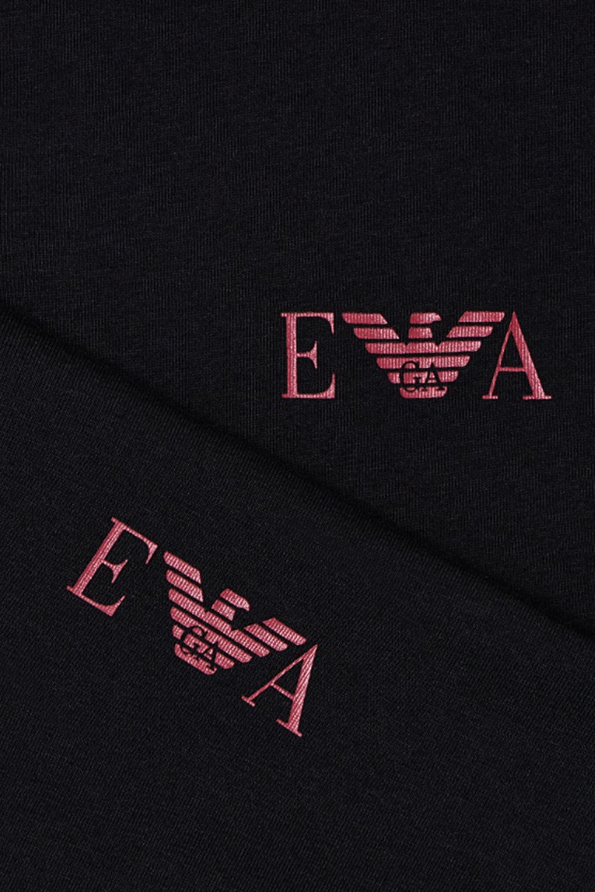 Emporio Armani T-Shirts And Polos Blackred Logo Zwart