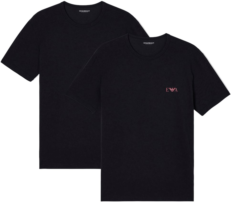 Emporio Armani T-Shirts And Polos Blackred Logo Zwart