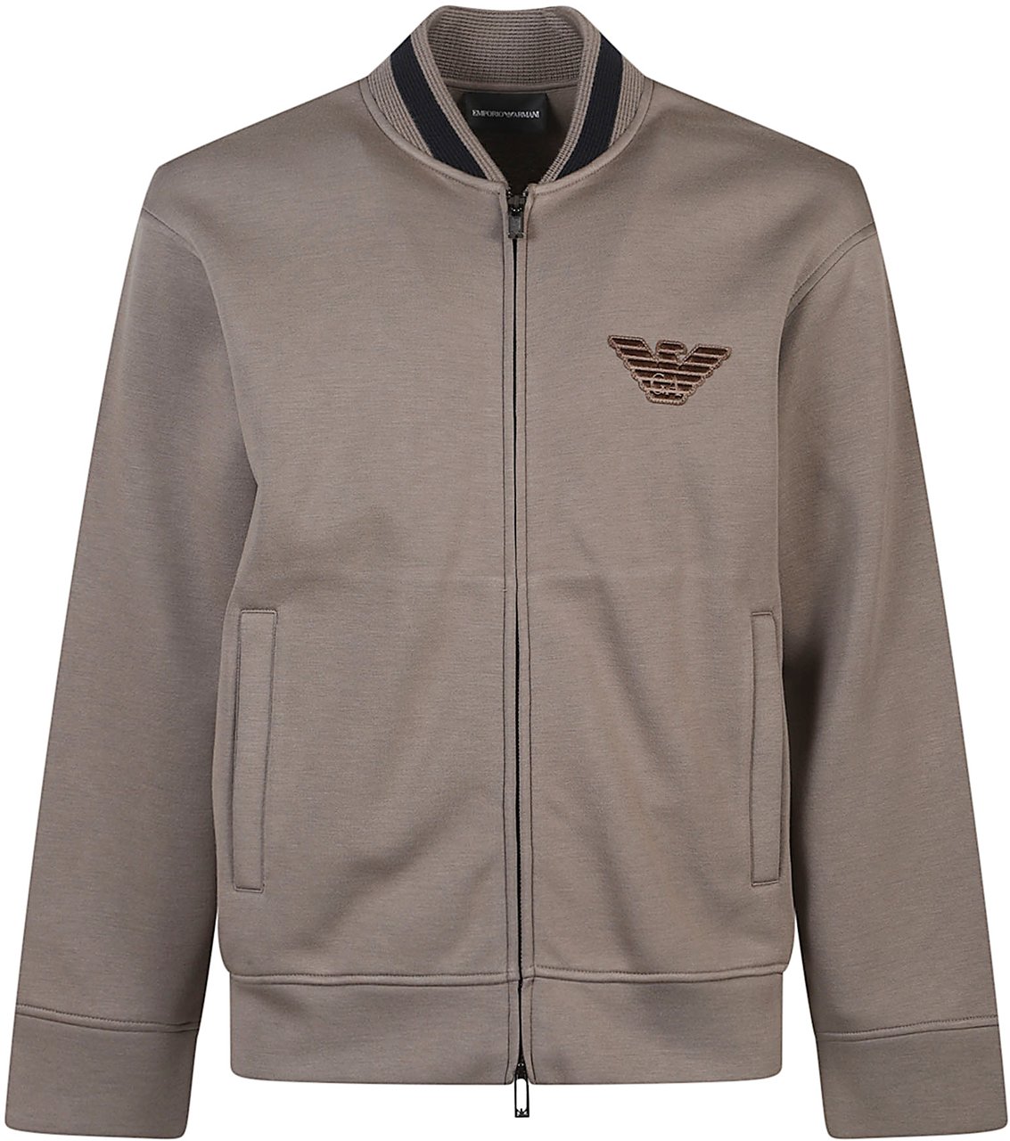 Emporio Armani Eagle Patch Full Zip Sweatshirt Brown Bruin