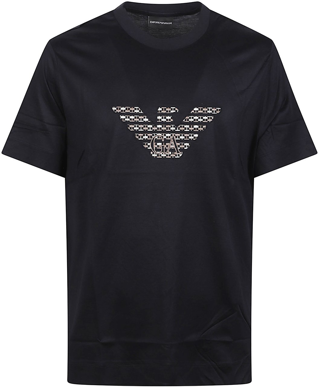 Emporio Armani Maxi Embroidery Eagle T-shirt Blue Blauw