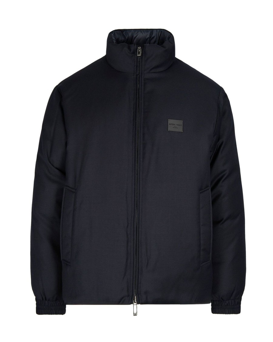 Emporio Armani Tailored Black Jacket With Minimalist Design And Classic Collar Zwart