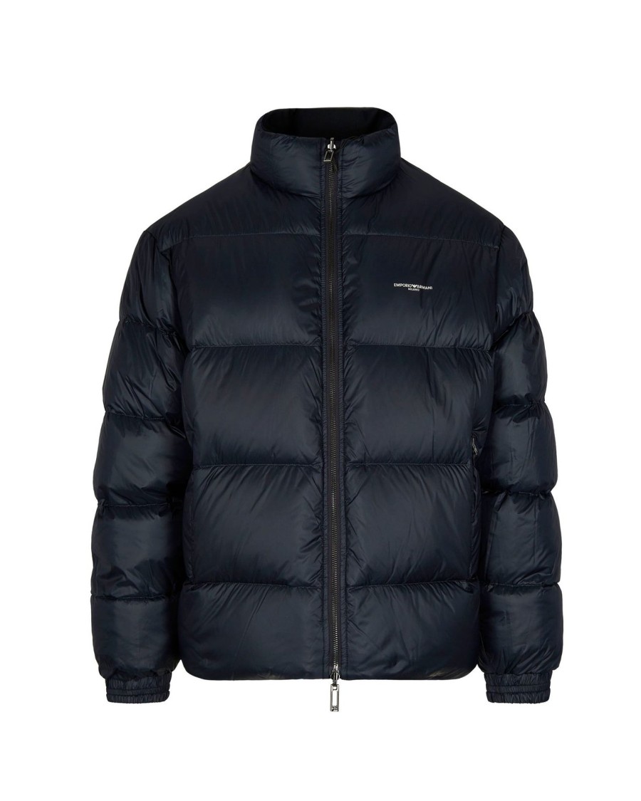 Emporio Armani Tailored Black Jacket With Minimalist Design And Classic Collar Zwart