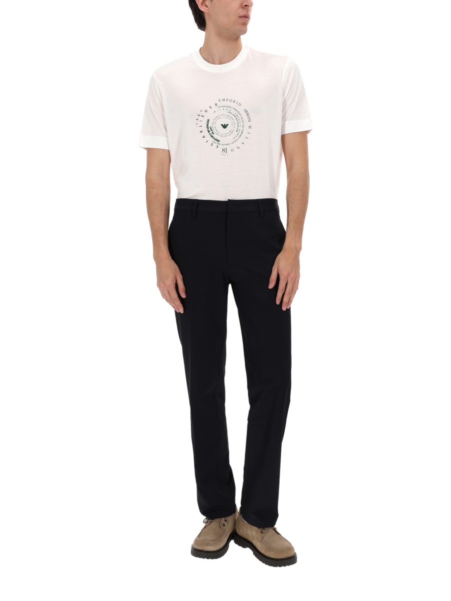 Emporio Armani Tailored Creases Slim Trousers Zwart