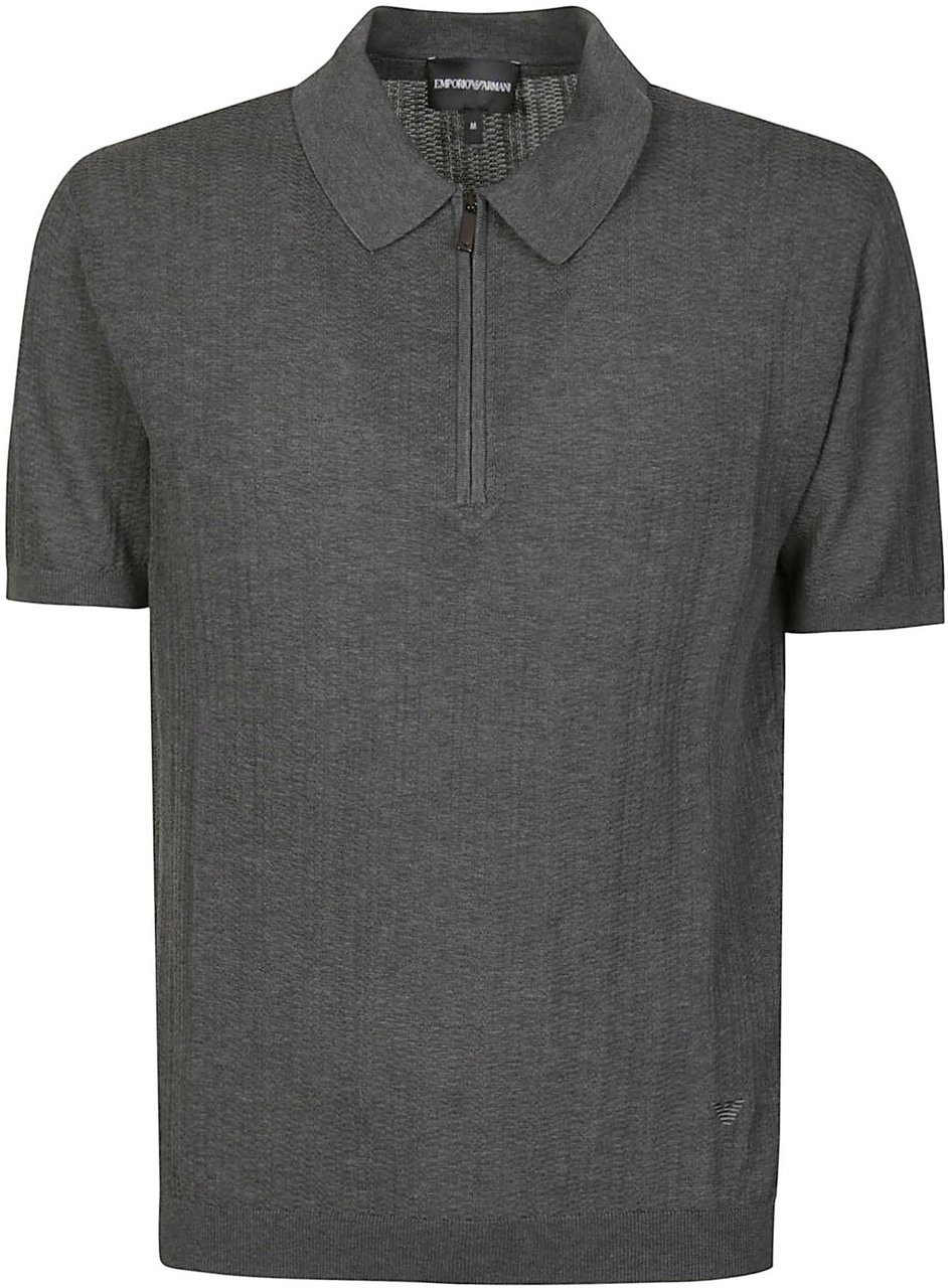 Emporio Armani Short Sleeve Half Zip Sweater Grey Grijs