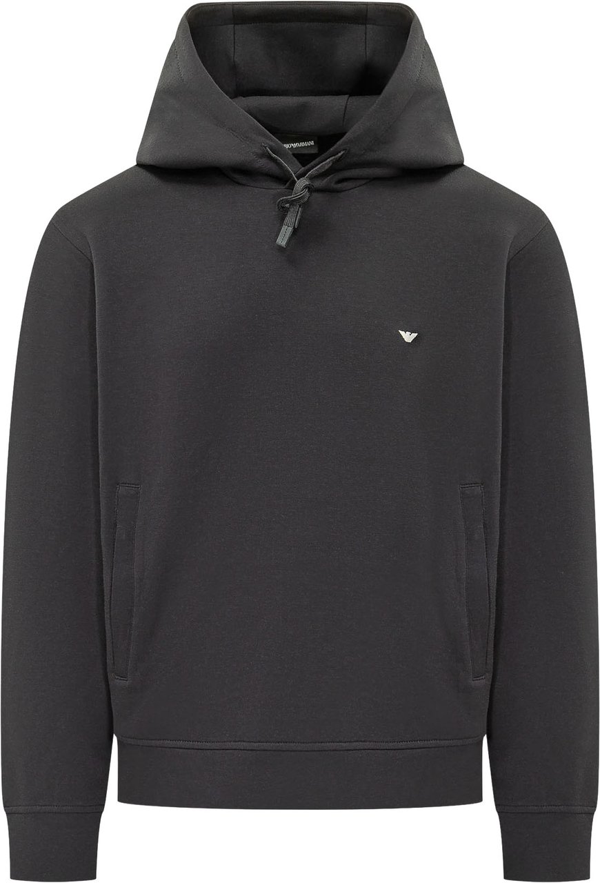 Emporio Armani Felpa con Cappuccio e Coulisse Annodata Donkergrijs