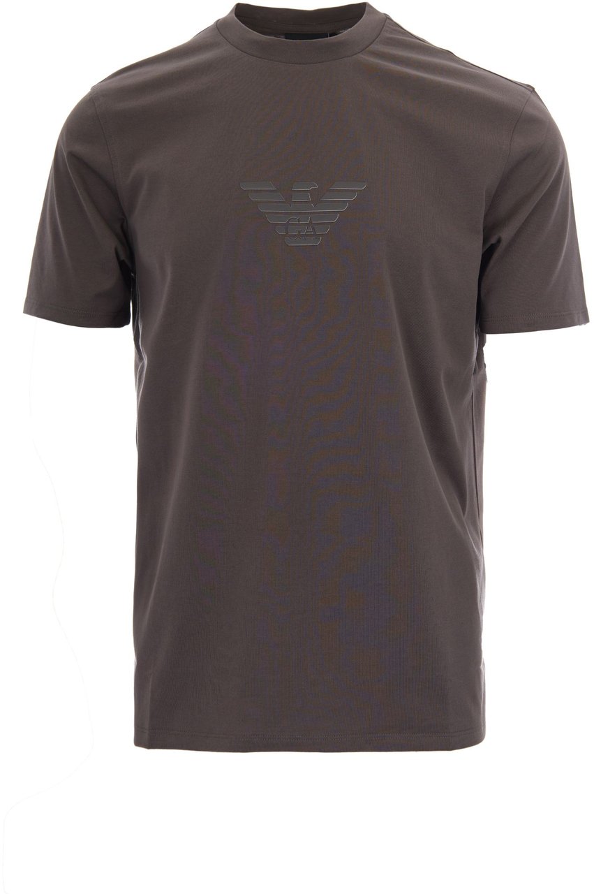 Emporio Armani T-Shirts And Polos U8143 - Eagle 12Cm Hd Print Di Taupe