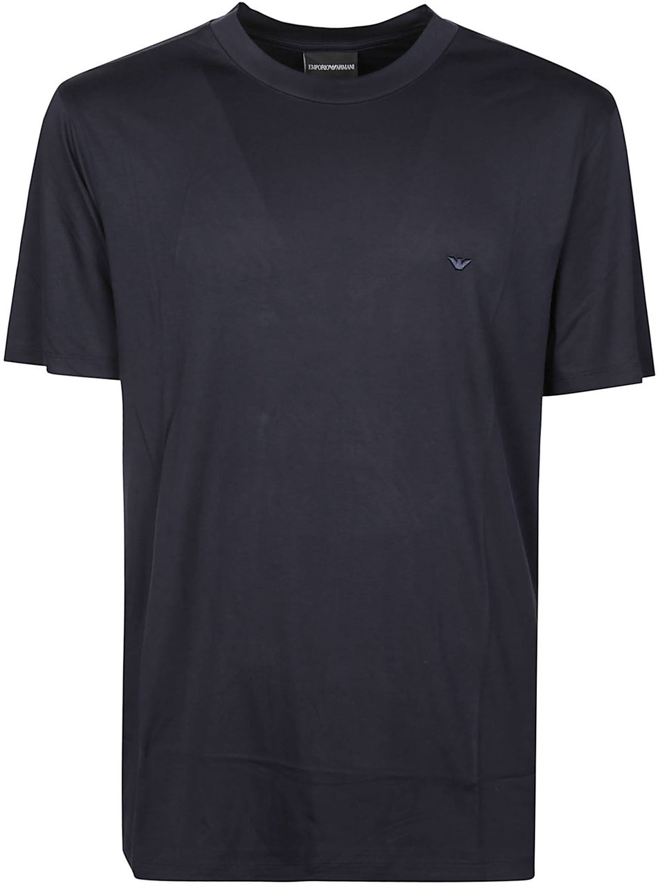 Emporio Armani Logo Embroidered T-shirt Blue Blauw