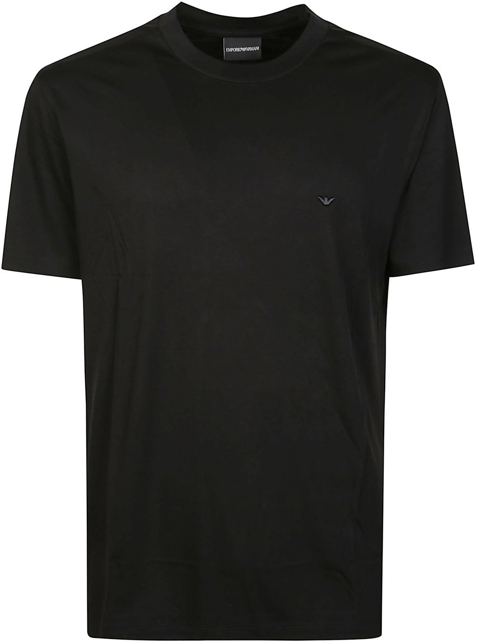 Emporio Armani Logo Embroidered T-shirt Black Zwart
