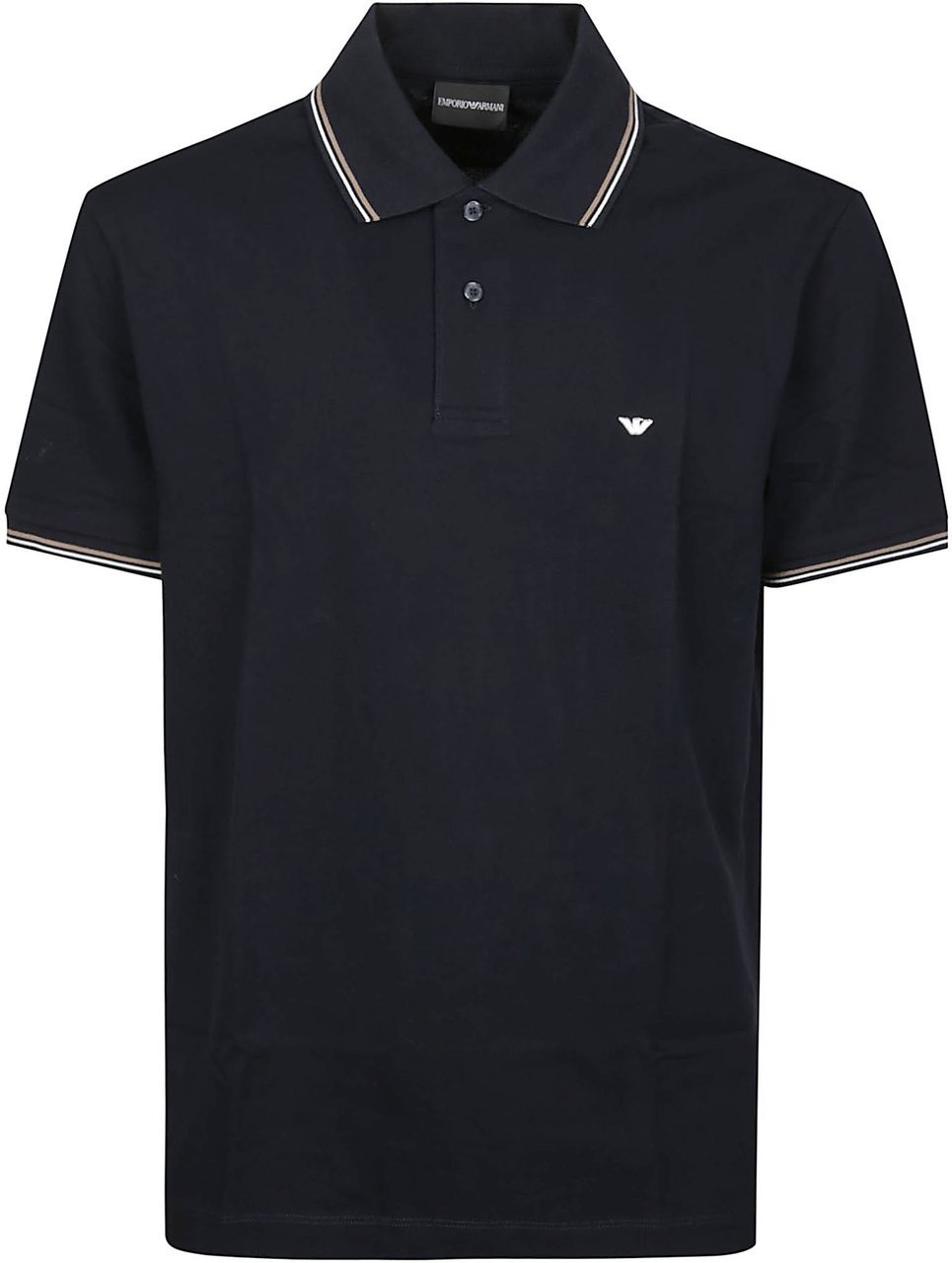 Emporio Armani Short Sleeve Micro Eagle Logo Slim Polo Shirt Blue Blauw