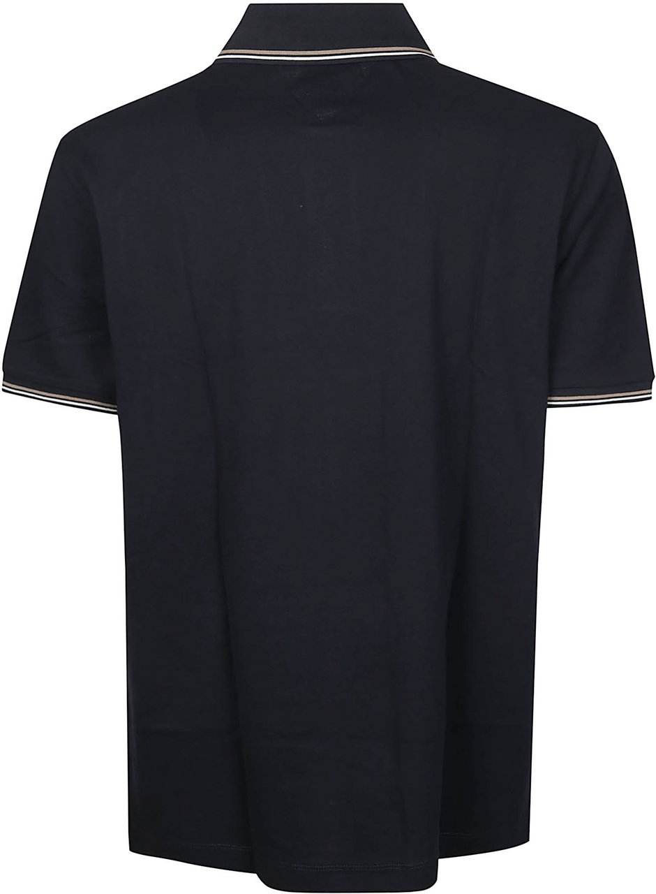 Emporio Armani Short Sleeve Micro Eagle Logo Slim Polo Shirt Blue Blauw