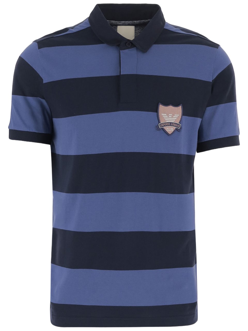 Emporio Armani Blue Striped Cotton Polo Shirt Zwart