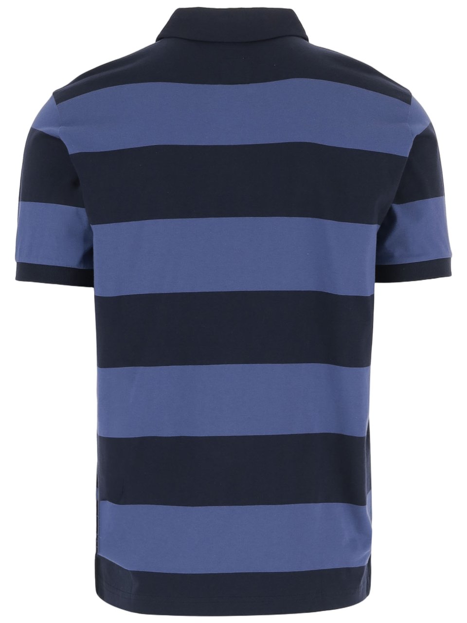 Emporio Armani Blue Striped Cotton Polo Shirt Zwart