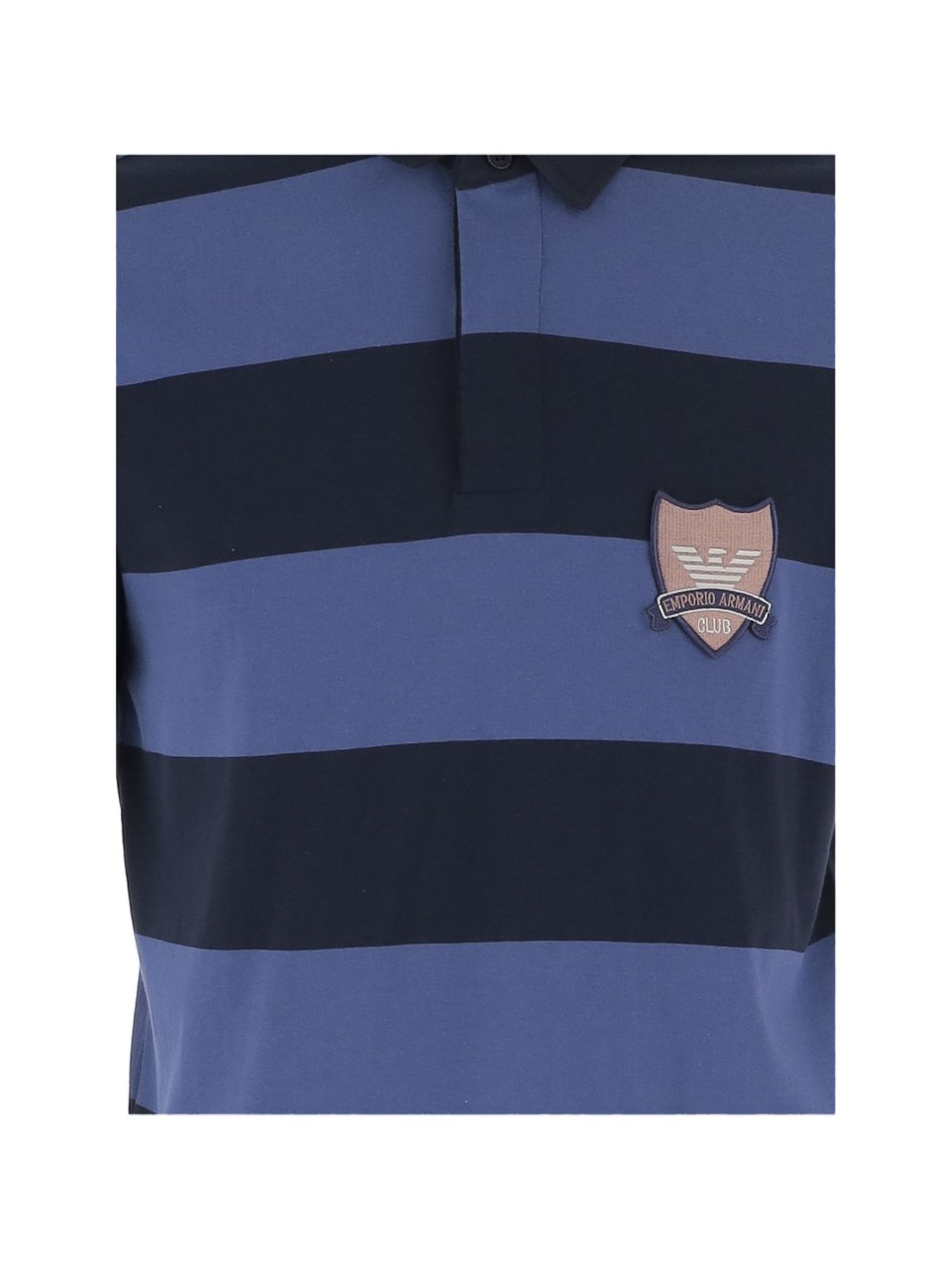 Emporio Armani Blue Striped Cotton Polo Shirt Zwart