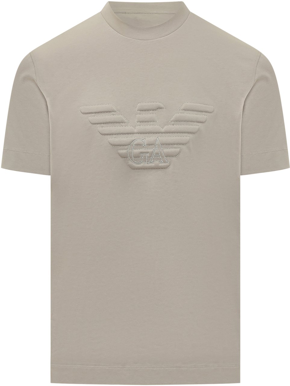 Emporio Armani T-shirt con Maxi Logo in Rilievo Taupe