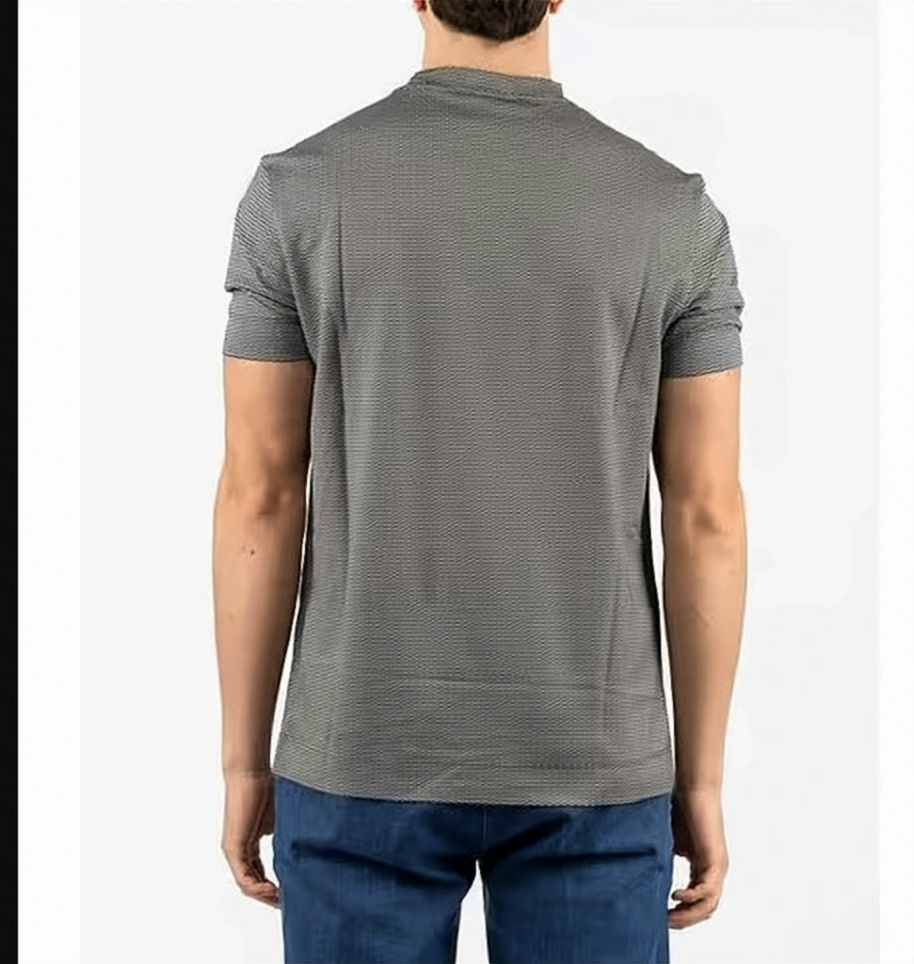 Emporio Armani All-Over Jacquard Round Neck T-Shirt Grijs