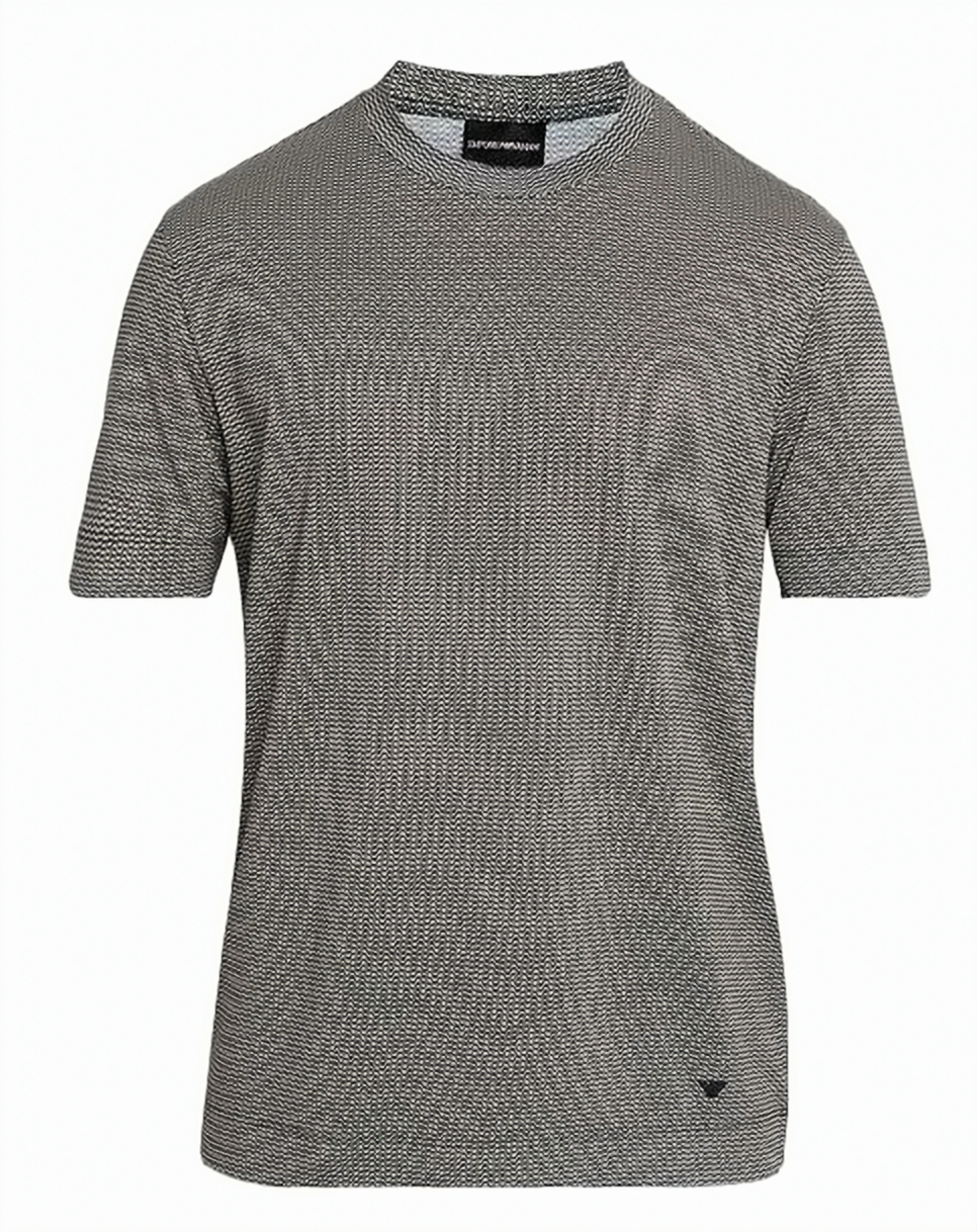 Emporio Armani All-Over Jacquard Round Neck T-Shirt Grijs