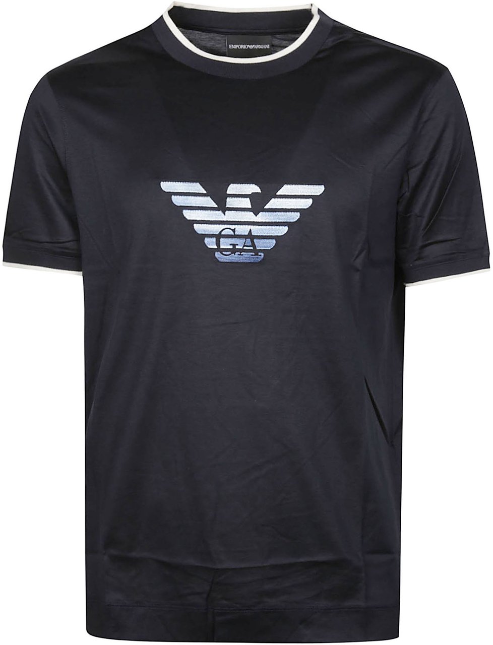 Emporio Armani Eagle Embroidery T-shirt Blue Blauw