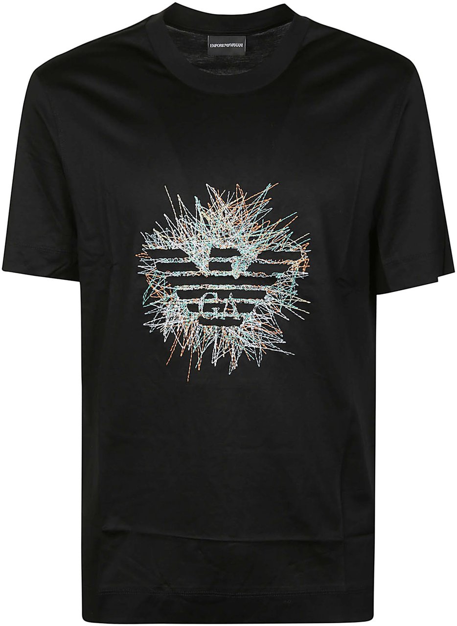 Emporio Armani Embroidered Motif T-shirt Black Zwart