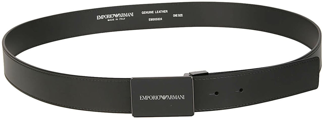 Emporio Armani Logo Plaque Belt Black Zwart