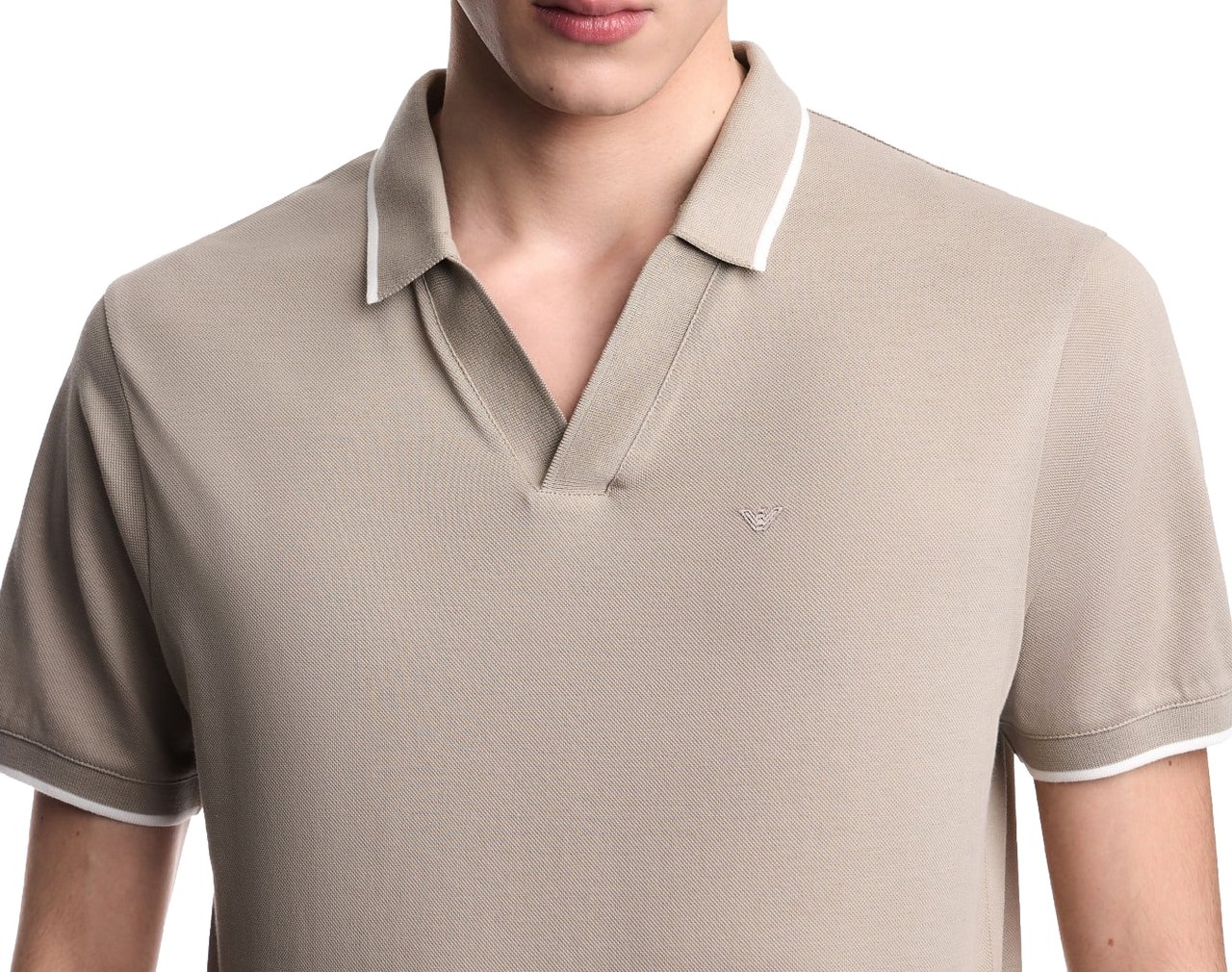 Emporio Armani V-neck Piqué Vintage Khaki Beige