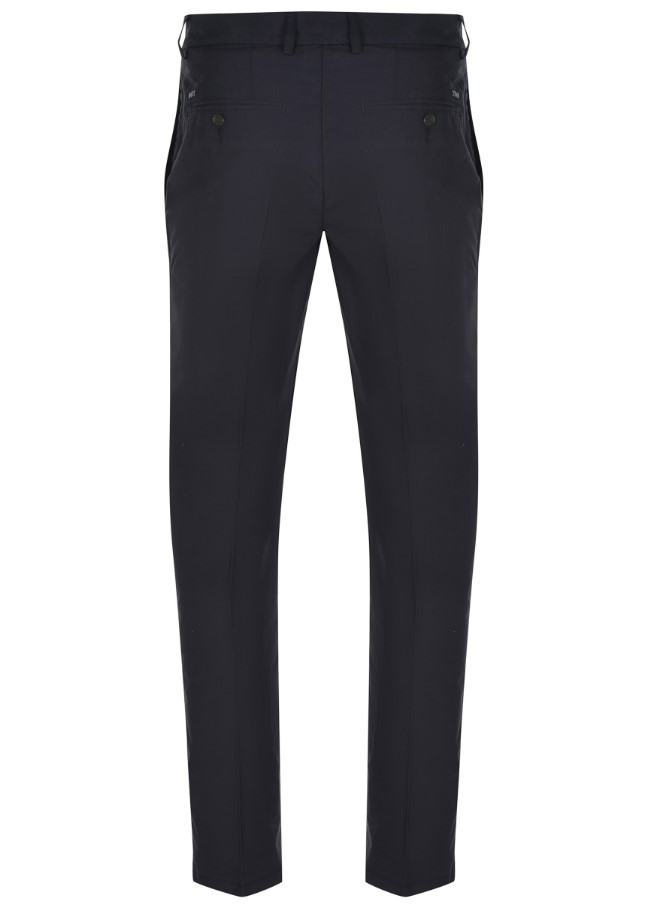 Emporio Armani Midnight Blue Cotton Trousers With Straight-Leg Silhouette Zwart