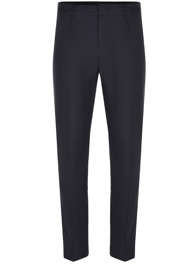 Emporio Armani Midnight Blue Cotton Trousers With Straight-Leg Silhouette Zwart