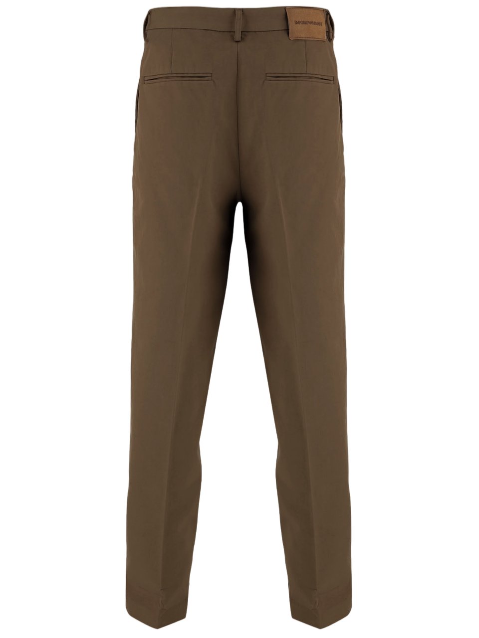 Emporio Armani Brown Pressed-Crease Cotton Straight-Leg Pants Grijs
