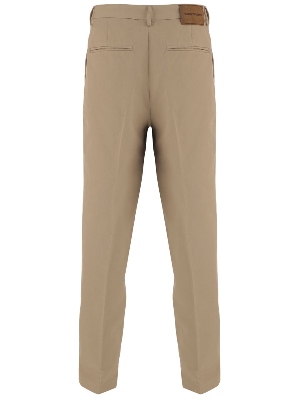 Emporio Armani Beige Straight-Leg Leather Detail Pants Groen