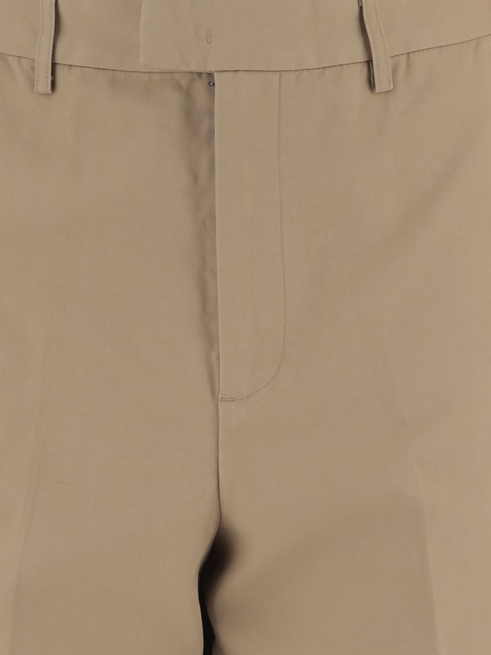 Emporio Armani Beige Straight-Leg Leather Detail Pants Groen